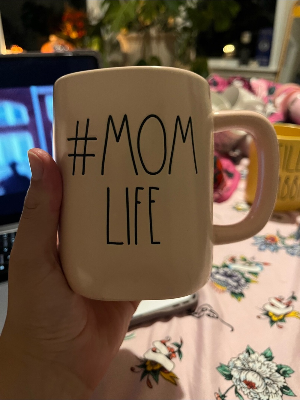 Rae Dunn #MOM LIFE Pink Ceramic Mug
